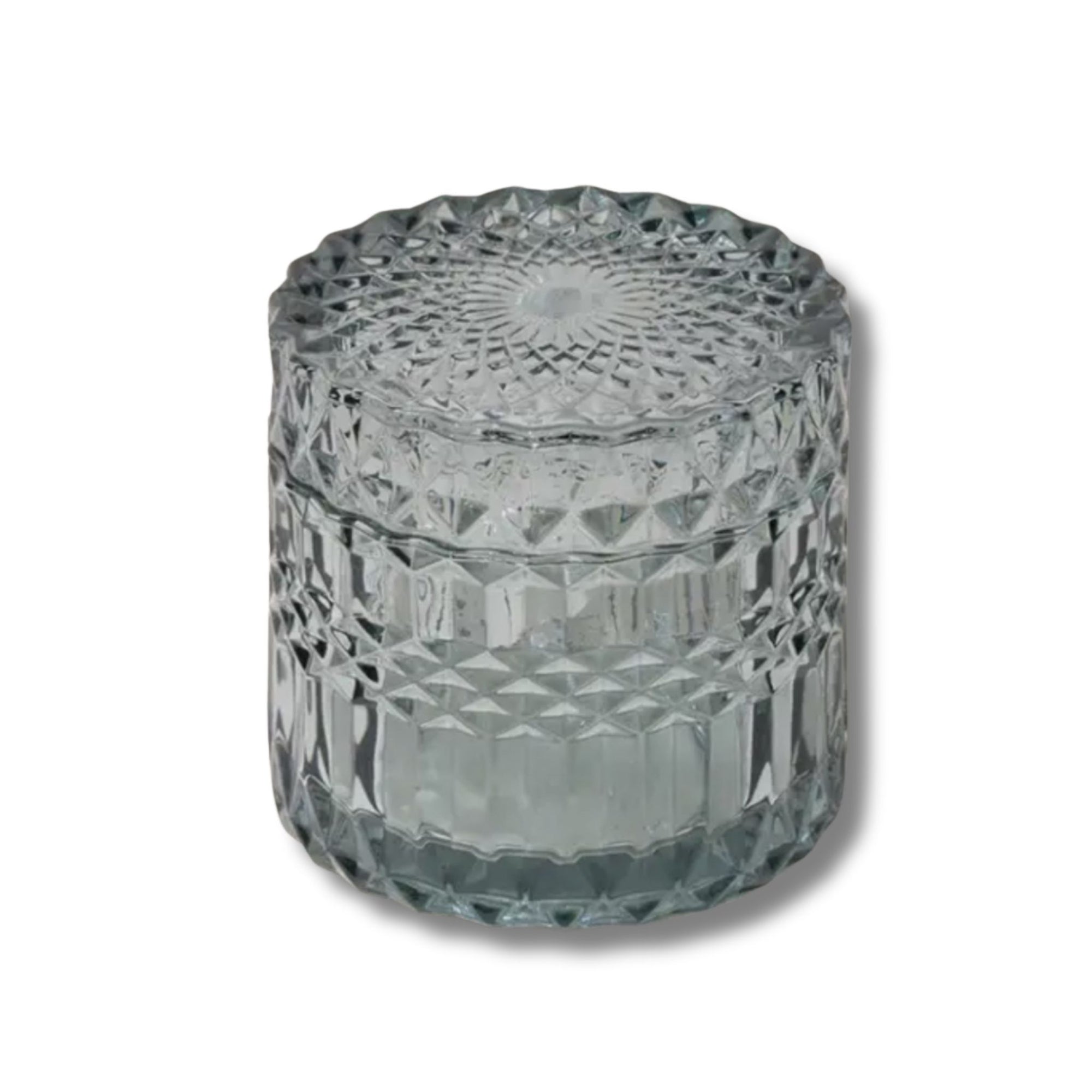 Diamond-Cut Glass Candle - Slate Blue