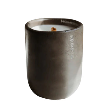 Cement Vessel Wooden Wick Candle